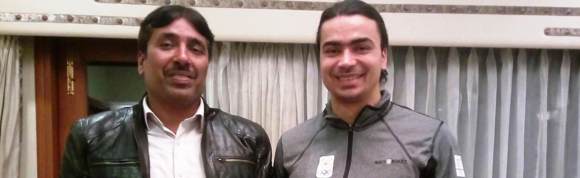 Filmmaker Avinash Kumar posing alongside six-time Winter Olympian luger Shiva Keshavan during a meeting in New Delhi, India. film production house in Betul, video production house in Betul, tv production house in Betul, production house in Betul, film production company in Betul, video production company in Betul, tv production company in Betul, production company in Betul