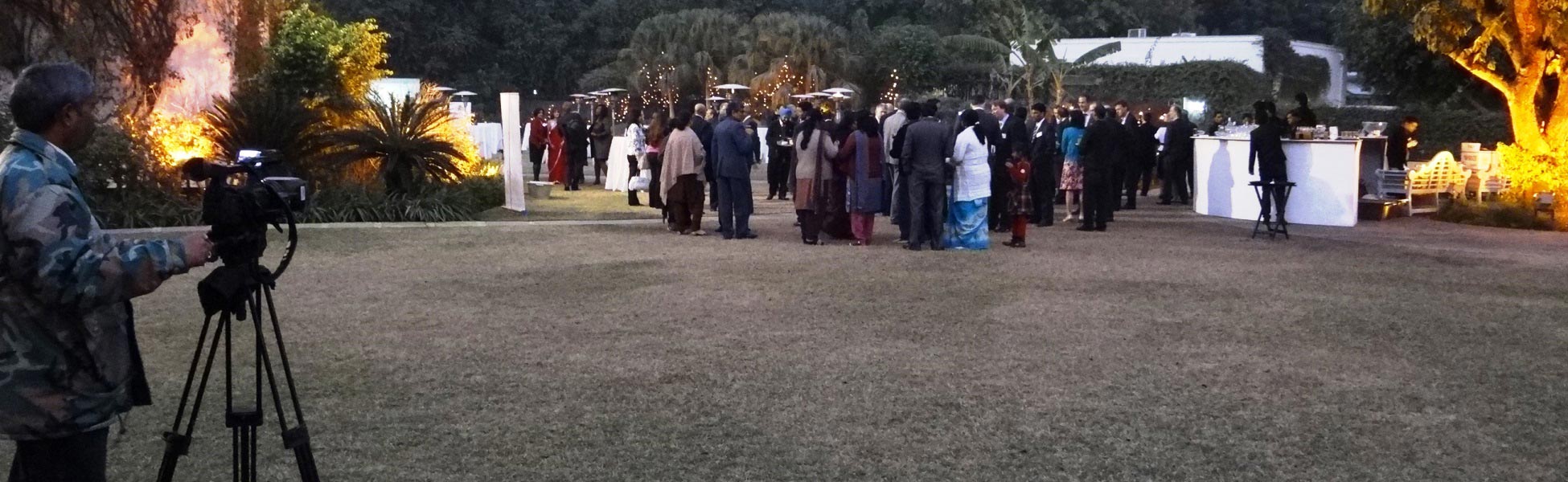 Trisna Films camera crew capturing professional video coverage of a corporate evening event at the British High Commission in New Delhi, India. fixer in Ariyalur, film fixer in ariyalur, media fixer in ariyalur, movie fixer in ariyalur, production fixer in ariyalur, line producer in Ariyalur